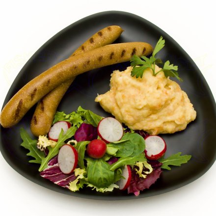 Thy-Pølsen-Fiskegriller med grov kartoffel/grøntsagsmos og grøn salat